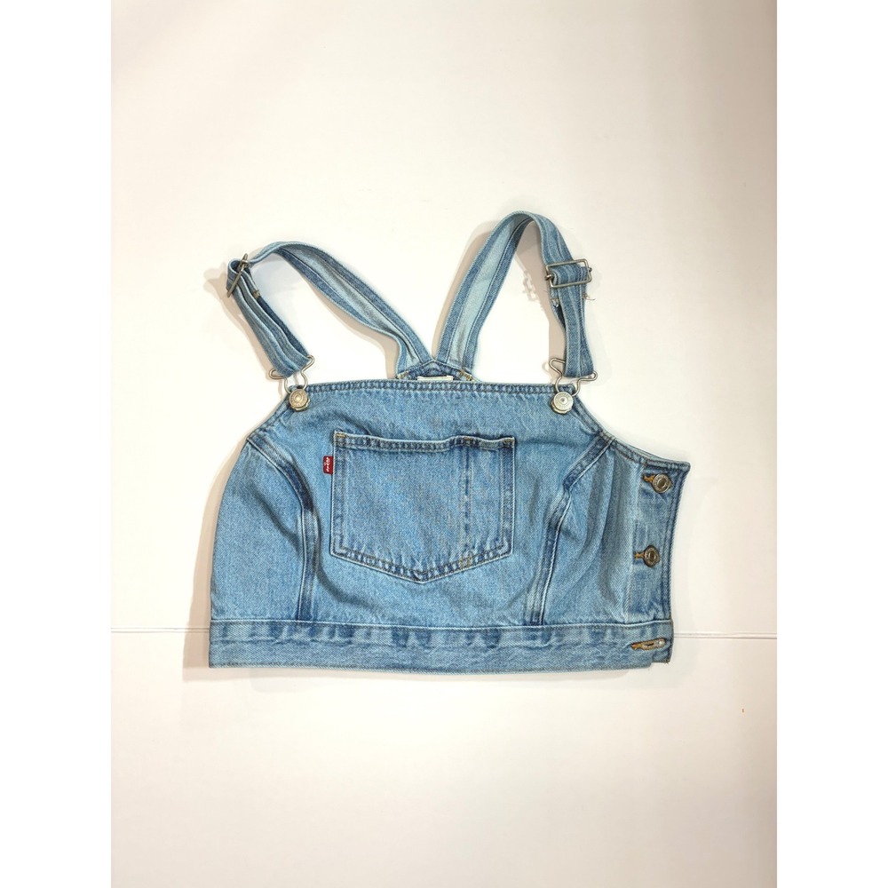 Levi's Denim Overall Crop Top Women Small Light Wash Adjustable Straps Bib